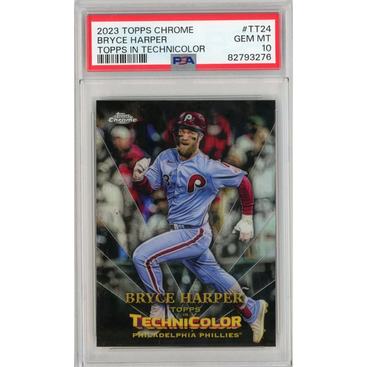 Professional graded Bryce Harper 2023 Topps Chrome Technicolor baseball card PSA 10
