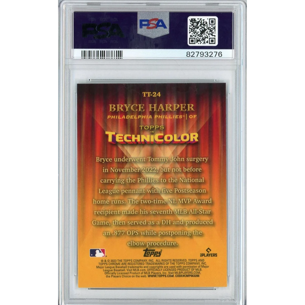 PSA 10 Bryce Harper Topps Technicolor Gem Mint baseball card displayed for sale