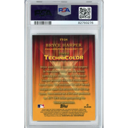 PSA 10 Bryce Harper Topps Technicolor Gem Mint baseball card displayed for sale