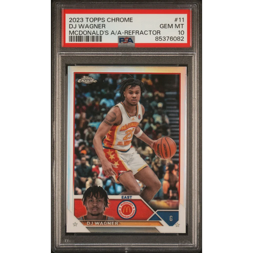 Graded 2023 Topps Chrome DJ Wagner #11 McDonalds AA Refractor Rookie RC Basketball Card PSA 10 Gem Mint | Hall of Fame Sports Memorabilia | vintageantiquesgifts.com