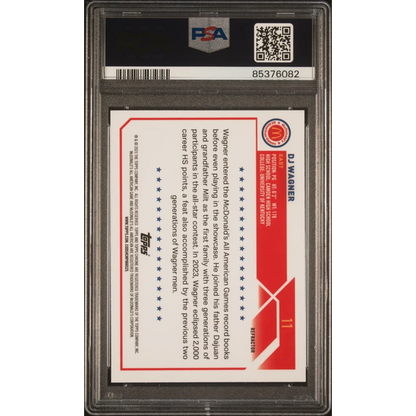 PSA Graded DJ Wagner Basketball Card in protective slab for collectors