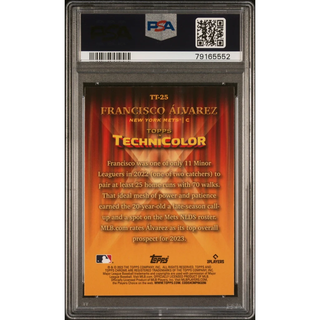 Graded 2023 Topps Chrome Francisco Alvarez #TT25 Topps in Technicolor Rookie RC Baseball Card PSA 10 Gem Mint | PSA 10 Gem Mint Graded Rookie Card | vintageantiquesgifts.com