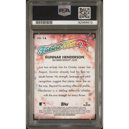 PSA graded 2023 Topps Chrome Gunnar Henderson Future Stars baseball card