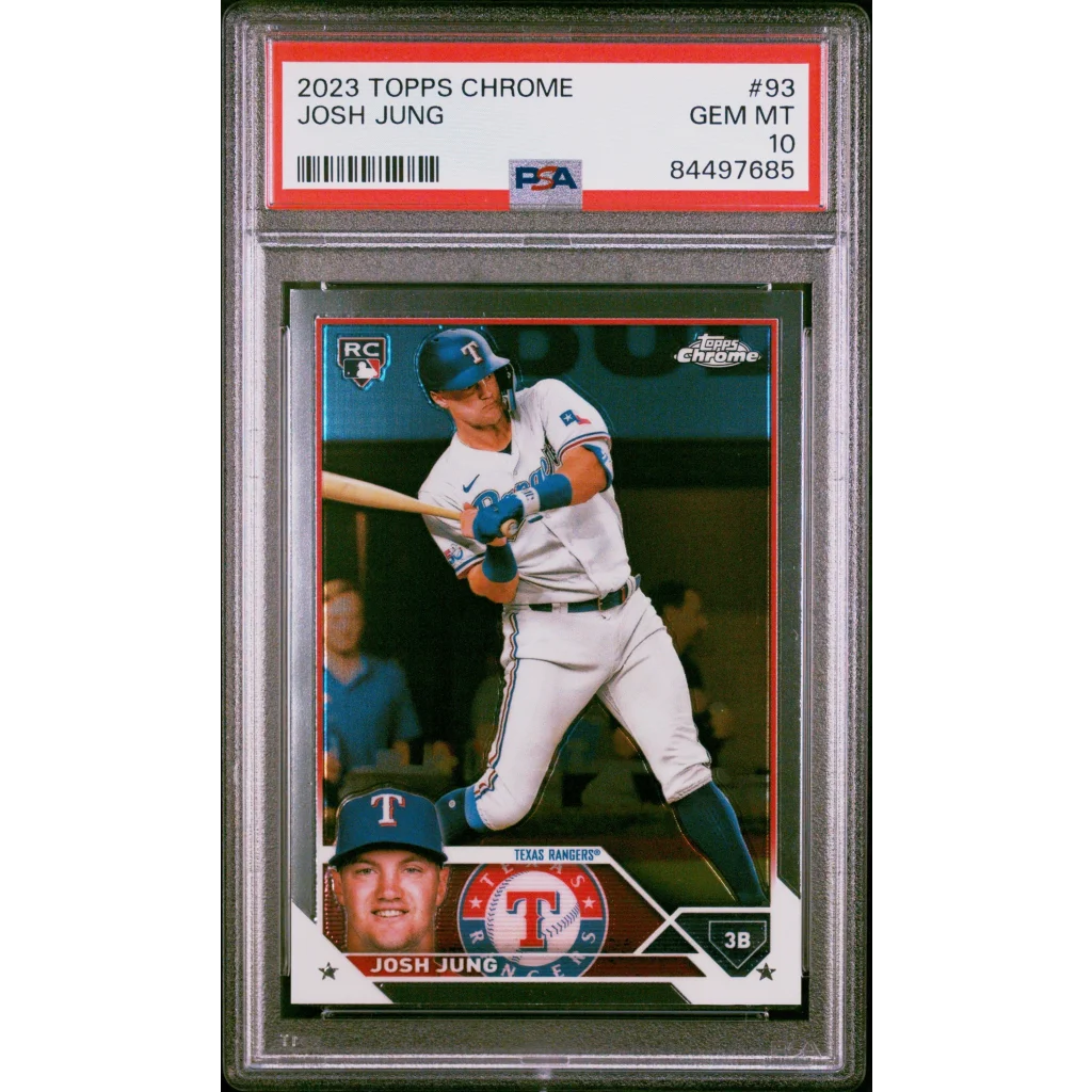 PSA Graded Josh Jung 2023 Topps Chrome Rookie Card baseball card image
