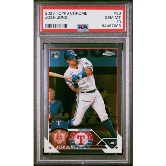 Graded 2023 Topps Chrome Josh Jung #93 Rookie RC Baseball Card PSA 10 Gem Mint | Hall of Fame Sports Memorabilia | vintageantiquesgifts.com