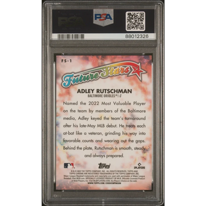 Graded 2023 Topps Chrome Logofractor Edition Adley Rutschman #FS1 Future Stars Rookie RC Baseball Card PSA 10 Gem Mint | PSA 10 Gem Mint Graded Rookie Card | vintageantiquesgifts.com