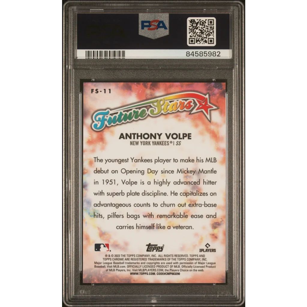 PSA 10 Graded 2023 Topps Chrome Anthony Volpe Future Stars Rookie Card