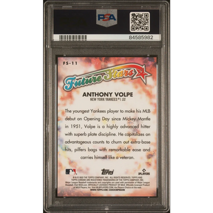 PSA 10 Graded 2023 Topps Chrome Anthony Volpe Future Stars Rookie Card