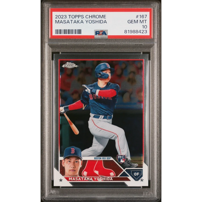 Graded 2023 Topps Chrome Masataka Yoshida #167 Rookie RC Baseball Card PSA 10 Gem Mint | Hall of Fame Sports Memorabilia | vintageantiquesgifts.com
