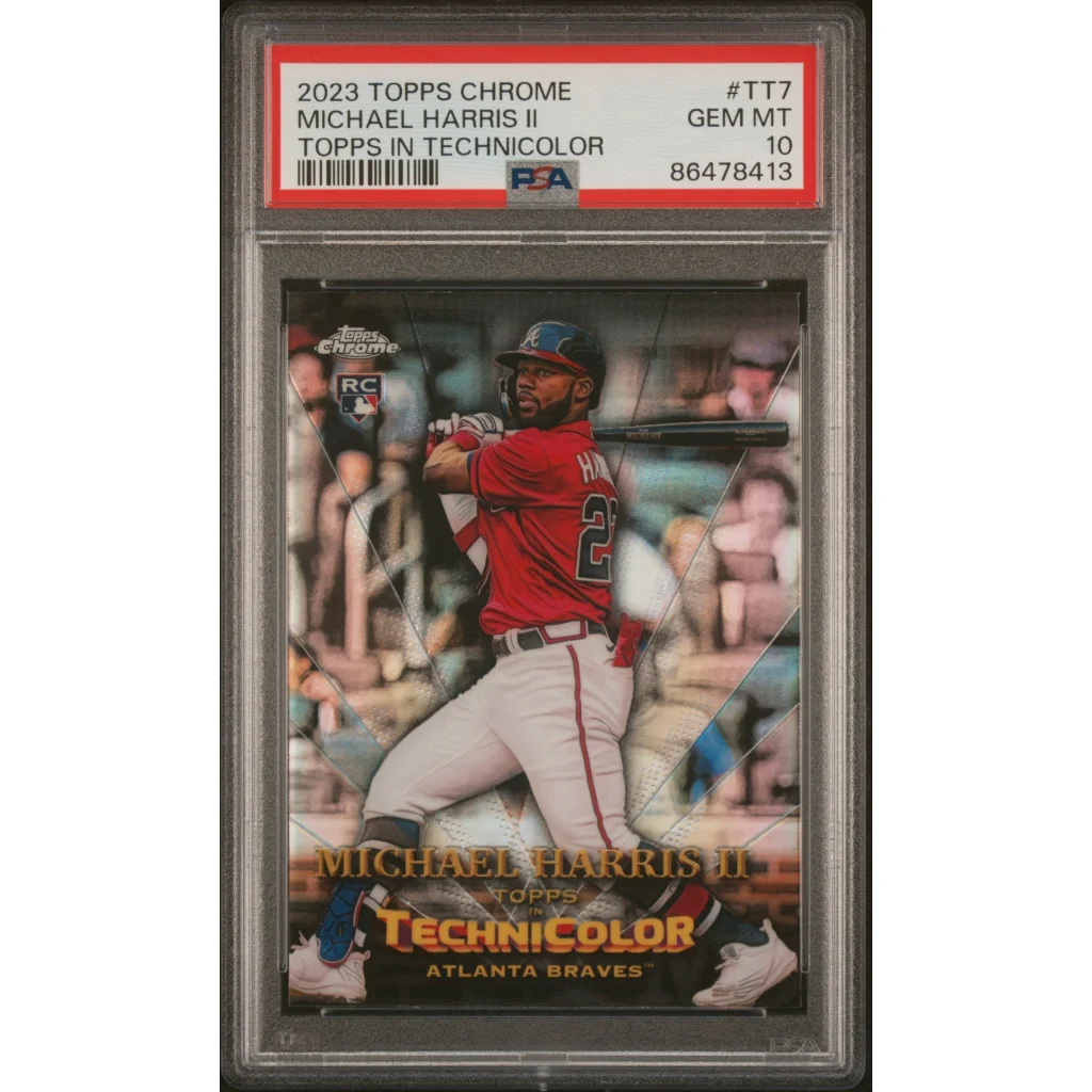 PSA graded 2023 Topps Chrome Michael Harris II rookie baseball card for collectors