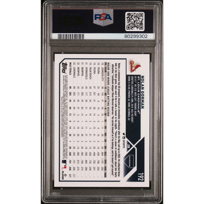 PSA 10 Nolan Gorman Pink Chrome Rookie Card in clear protective slab, gem mint perfection