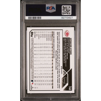 Spencer Steer baseball card in PSA graded slab for trading card collection