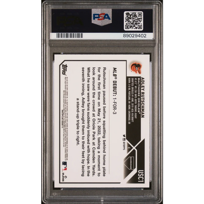 Graded 2023 Topps Chrome Adley Rutschman Pink Rookie PSA 10 B&W Card