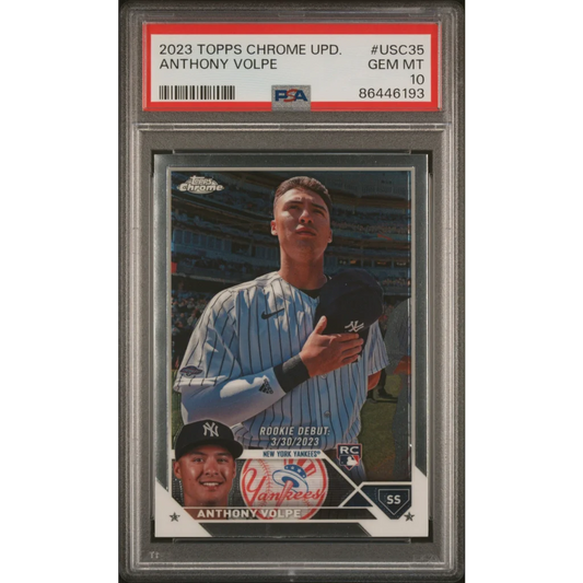 PSA graded Anthony Volpe 2023 Topps Chrome rookie card for collectors