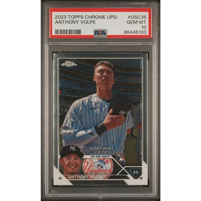Graded PSA 10 2023 Topps Chrome Anthony Volpe Yankees Rookie Card