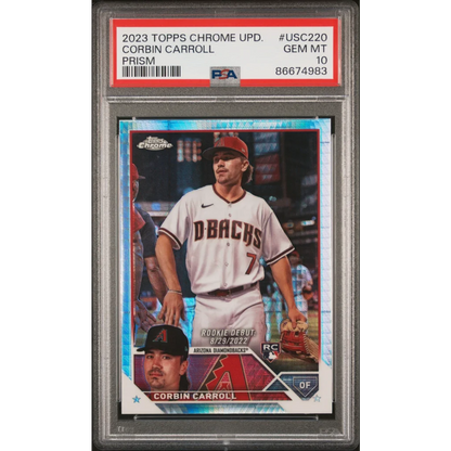 PSA graded 2023 Topps Chrome Corbin Carroll Prism rookie baseball card