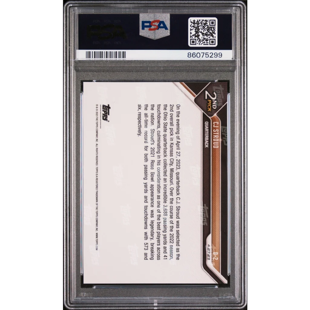 Graded PSA 10 2023 Topps Now CJ Stroud Rookie Football Card