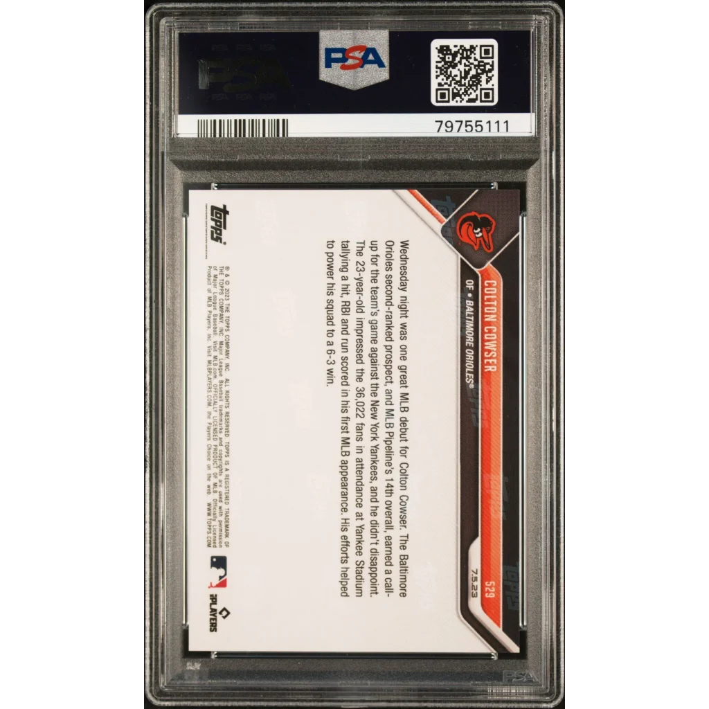 PSA graded Colton Cowser baseball card ready to ship, perfect for collectors