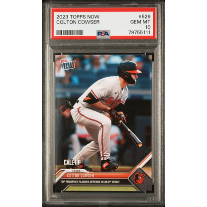 Graded 2023 Topps Now Colton Cowser #529 Rookie RC Baseball Card PSA 10 Gem Mint | Hall of Fame Sports Memorabilia | vintageantiquesgifts.com