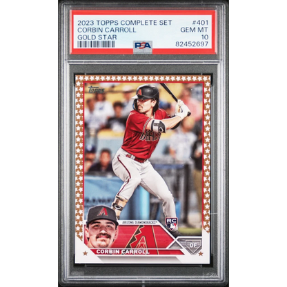 Graded 2023 Topps Corbin Carroll #401 Gold Star Rookie RC Baseball Card PSA 10 Gem Mint | Hall of Fame Sports Memorabilia | vintageantiquesgifts.com