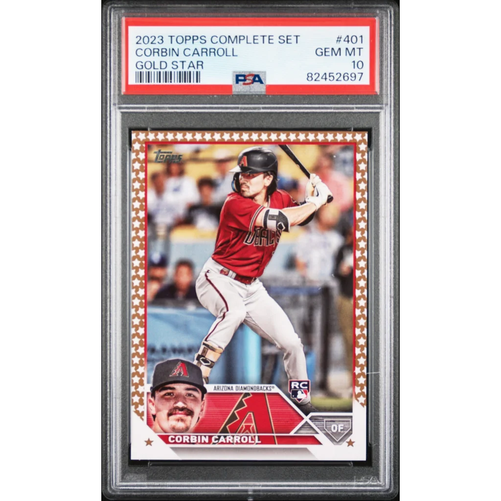 PSA Graded 2023 Topps Corbin Carroll Gold Star baseball card image