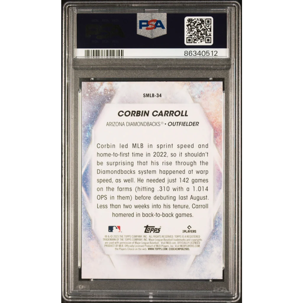 PSA 10 Graded 2023 Topps Corbin Carroll Stars of MLB Rookie RC Card