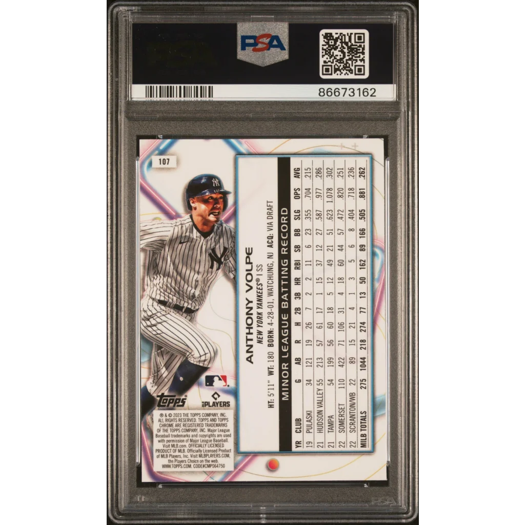 Graded 2023 Topps Cosmic Chrome Anthony Volpe #107 Rookie RC PSA 10
