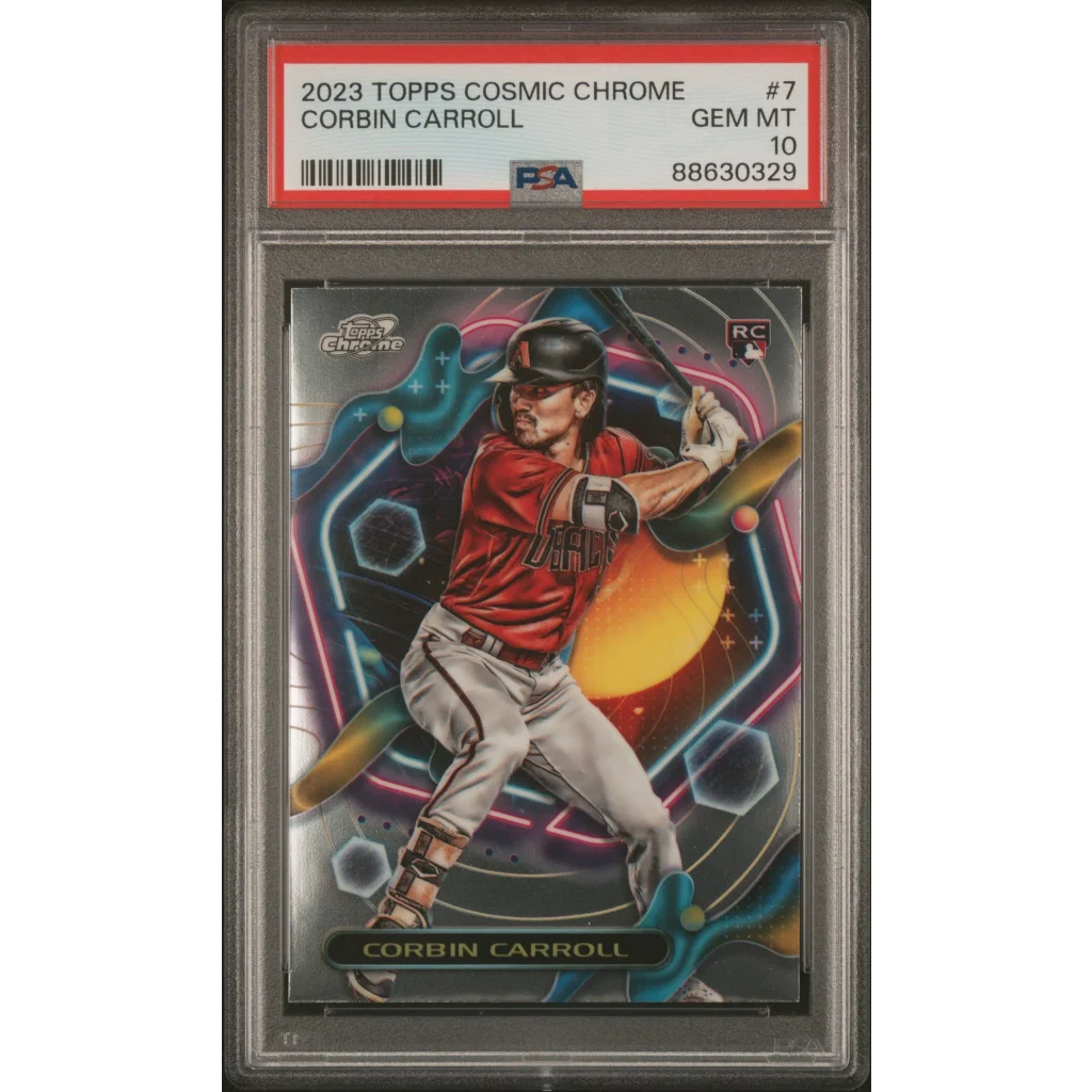 Graded 2023 Topps Cosmic Chrome Corbin Carroll #7 Rookie RC Baseball Card PSA 10 Gem Mint | Hall of Fame Sports Memorabilia | vintageantiquesgifts.com