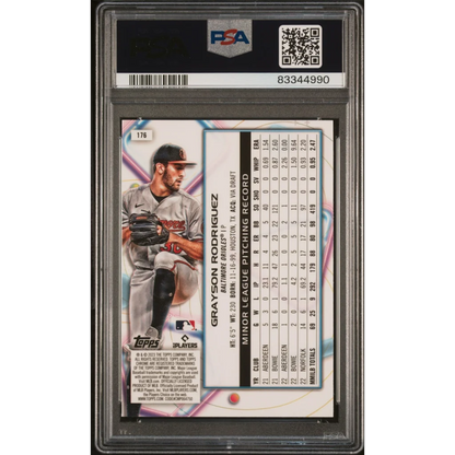 Encased PSA Graded Grayson Rodriguez 2023 Topps Cosmic Chrome Nucleus Card