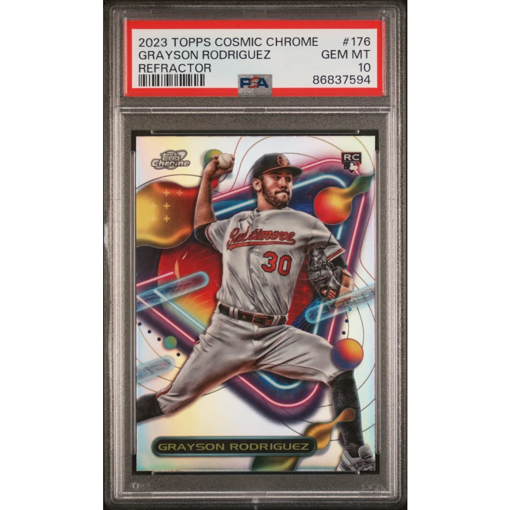 Graded 2023 Topps Cosmic Chrome Grayson Rodriguez #176 Refractor Rookie RC Baseball Card PSA 10 Gem Mint | Hall of Fame Sports Memorabilia | vintageantiquesgifts.com