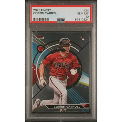 Graded 2023 Topps Finest Corbin Carroll #24 Rookie RC Baseball Card PSA 10 Gem Mint | Hall of Fame Sports Memorabilia | vintageantiquesgifts.com