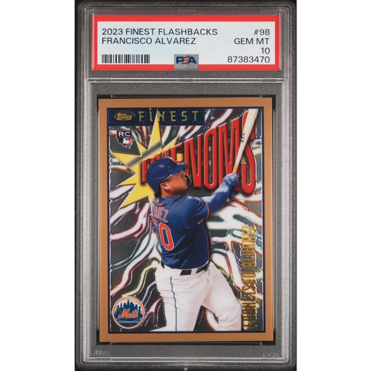 Graded 2023 Topps Finest Flashbacks Francisco Alvarez #98 Rookie RC Baseball Card PSA 10 Gem Mint | Hall of Fame Sports Memorabilia | vintageantiquesgifts.com