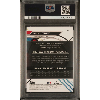 Graded Josh Jung 2023 Finest baseball card in PSA GEM MT 10 slab by professional sports authenticator