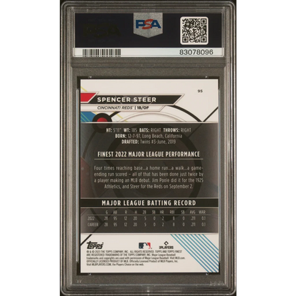 Graded PSA 10 2023 Topps Finest Spencer Steer Green Lava Rookie Card