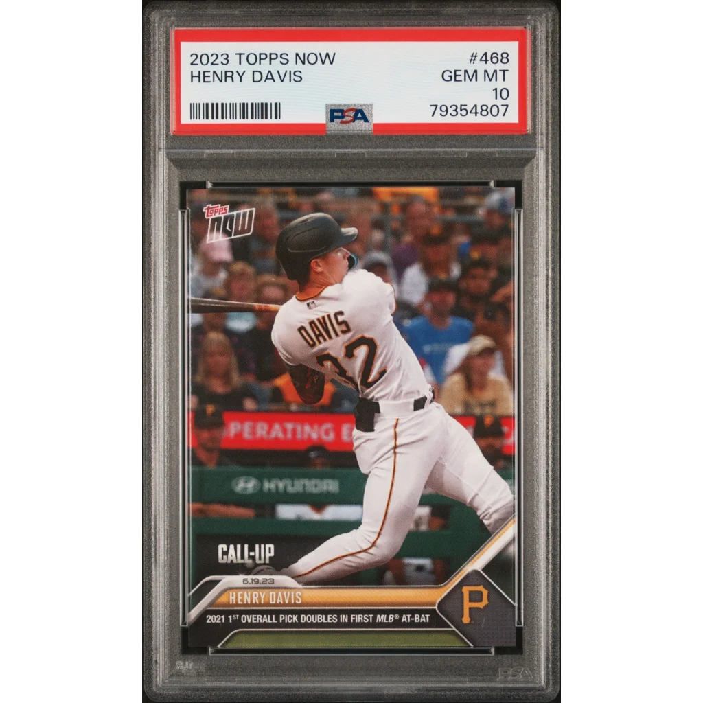 Graded 2023 Topps Now Henry Davis #468 Rookie RC Baseball Card PSA 10 Gem Mint | Hall of Fame Sports Memorabilia | vintageantiquesgifts.com