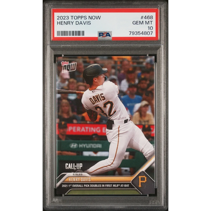 Graded 2023 Topps Now Henry Davis #468 Rookie RC Baseball Card PSA 10 Gem Mint | Hall of Fame Sports Memorabilia | vintageantiquesgifts.com