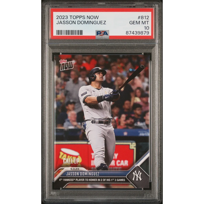 Graded 2023 Topps Now Jasson Dominguez #812 Rookie RC Baseball Card PSA 10 Gem Mint | Hall of Fame Sports Memorabilia | vintageantiquesgifts.com