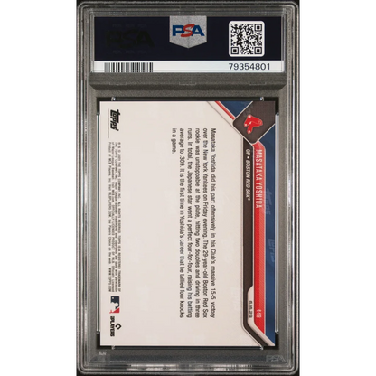 PSA graded Masataka Yoshida 2023 Topps Now baseball card in a holder