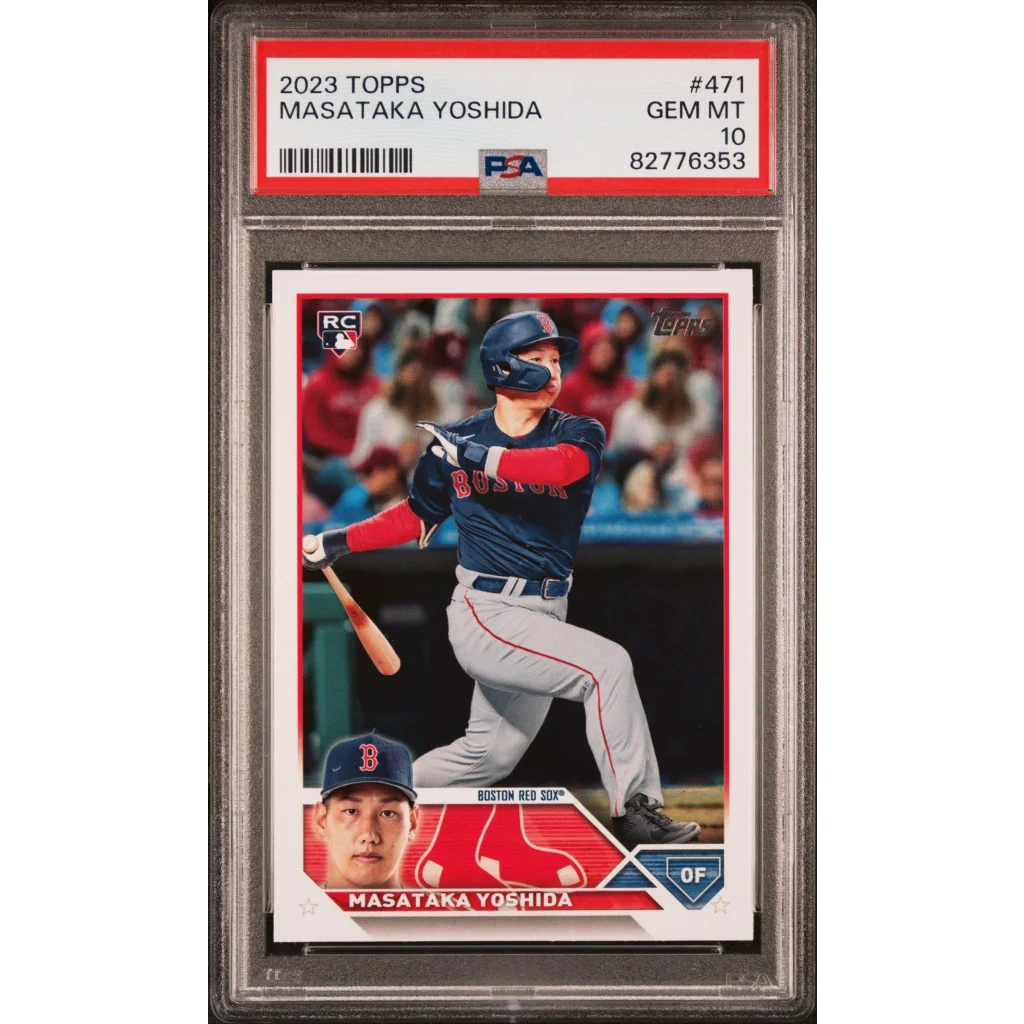 Graded 2023 Topps Masataka Yoshida Rookie Card in PSA case for collectors