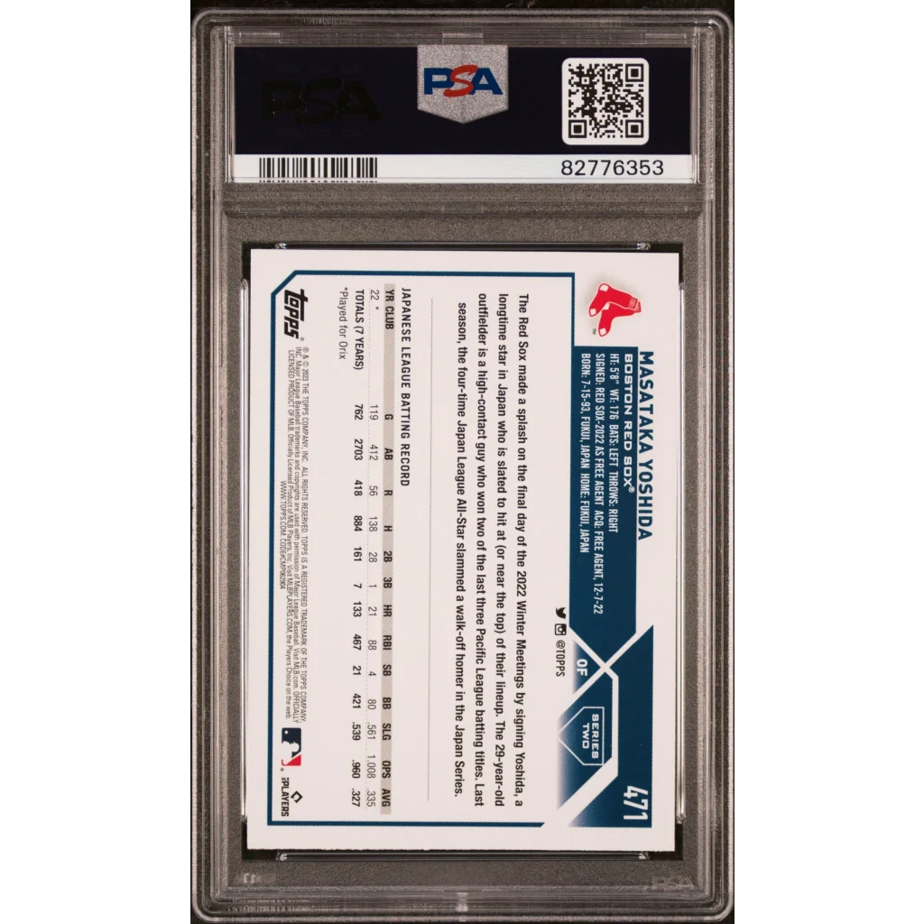 PSA 10 Graded 2023 Topps Masataka Yoshida #471 Rookie RC Baseball Card
