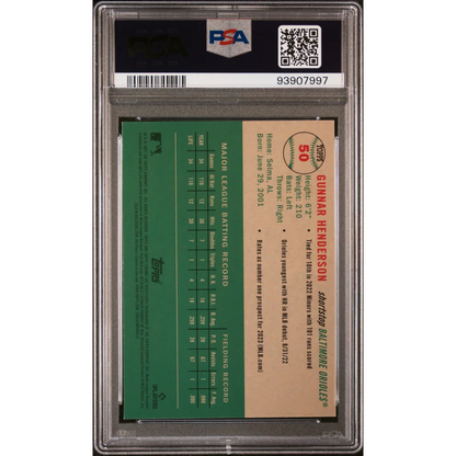 Graded 2023 Topps Platinum Anniversary Gunnar Henderson #50 Rookie RC Baseball Card PSA 10 Gem Mint | PSA 10 Gem Mint Graded Rookie Card | vintageantiquesgifts.com