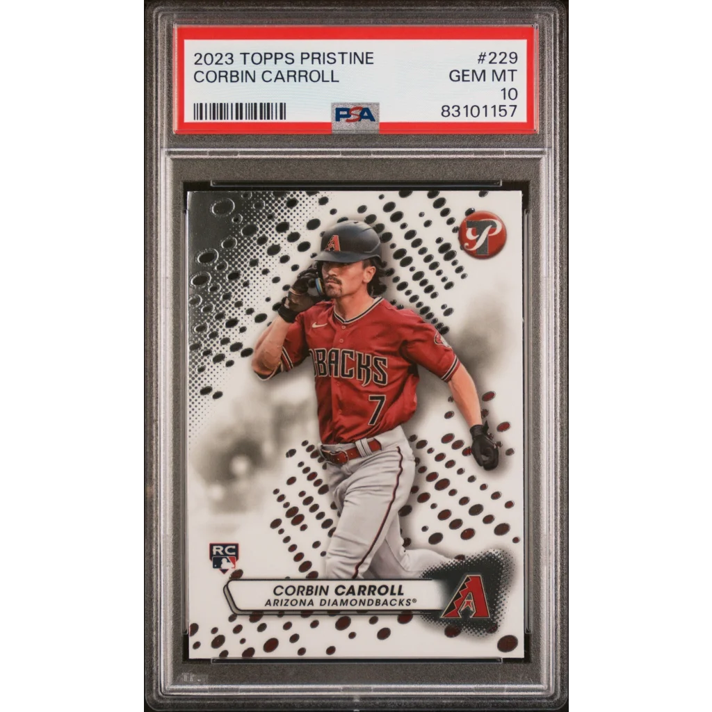 Graded 2023 Topps Pristine Corbin Carroll #229 Rookie RC Baseball Card PSA 10 Gem Mint | Hall of Fame Sports Memorabilia | vintageantiquesgifts.com