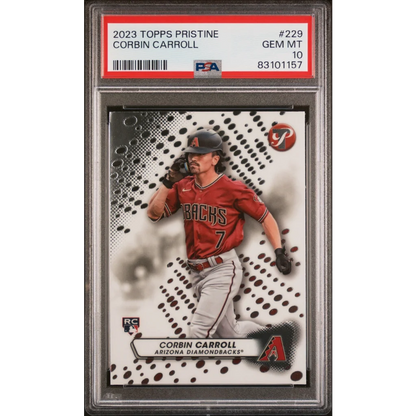 Graded 2023 Topps Pristine Corbin Carroll #229 Rookie RC Baseball Card PSA 10 Gem Mint | Hall of Fame Sports Memorabilia | vintageantiquesgifts.com