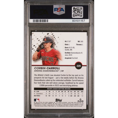 Graded 2023 Topps Pristine Corbin Carroll #229 Rookie RC Baseball Card PSA 10 Gem Mint | PSA 10 Gem Mint Graded Rookie Card | vintageantiquesgifts.com