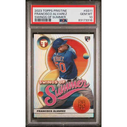 Graded 2023 Topps Pristine Francisco Alvarez #SS11 Swings of Summer Rookie RC Baseball Card PSA 10 Gem Mint | Hall of Fame Sports Memorabilia | vintageantiquesgifts.com