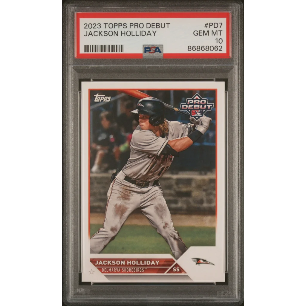 Graded 2023 Topps Pro Debut Jackson Holliday #PD7 Rookie RC Baseball Card PSA 10 Gem Mint | Hall of Fame Sports Memorabilia | vintageantiquesgifts.com
