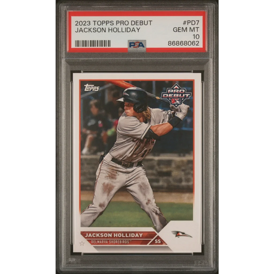 Graded 2023 Topps Pro Debut Jackson Holliday #PD7 Rookie RC Baseball Card PSA 10 Gem Mint | Hall of Fame Sports Memorabilia | vintageantiquesgifts.com