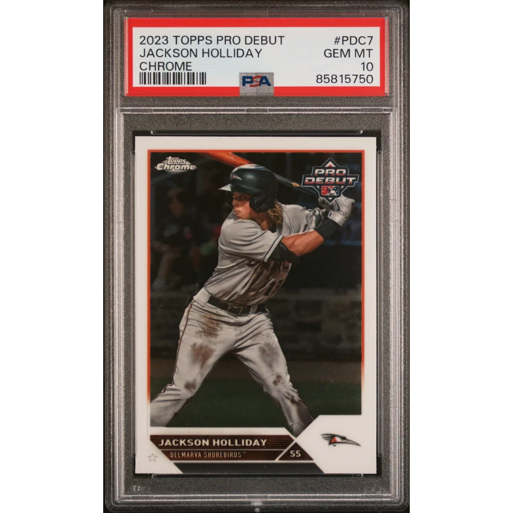 Graded 2023 Topps Pro Debut Jackson Holliday #PDC7 Chrome Rookie RC Baseball Card PSA 10 Gem Mint | Hall of Fame Sports Memorabilia | vintageantiquesgifts.com