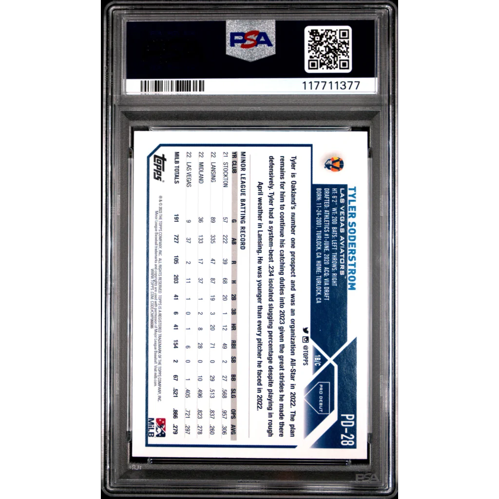 PSA 10 graded 2023 Topps Pro Debut Tyler Soderstrom rookie card