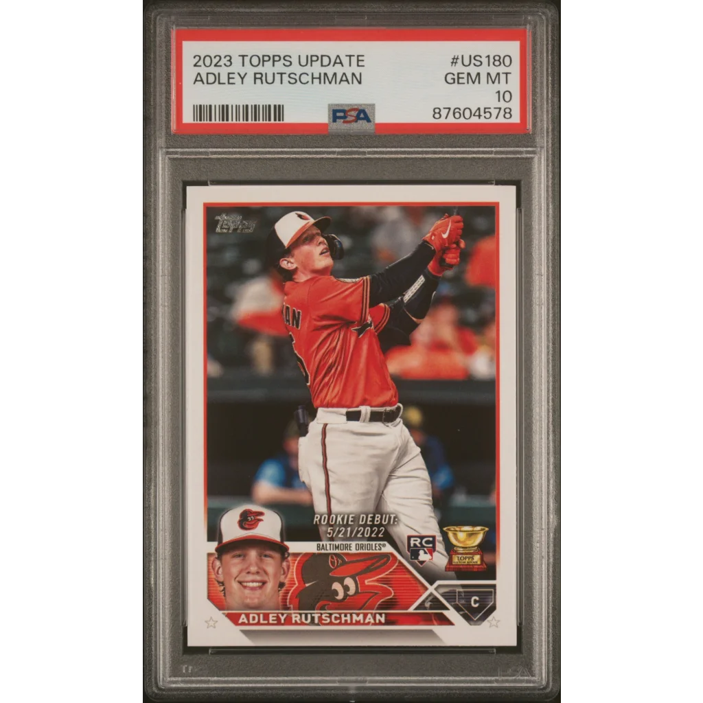 PSA graded 2023 Topps Update Adley Rutschman baseball card for collectors